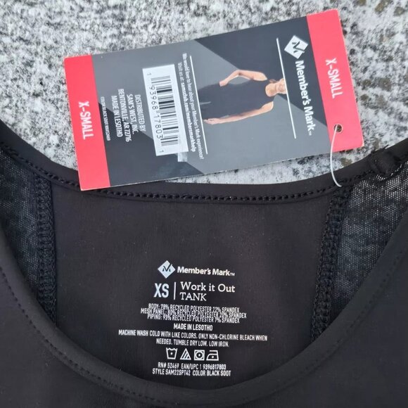 Members Mark Women Tank Top Work it Out Black Sport Top Shirt Size XS - Picture 7 of 10
